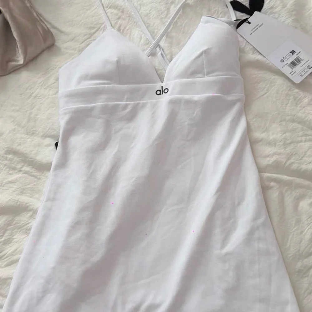 ALO Yoga White Strappy Slip Chemise